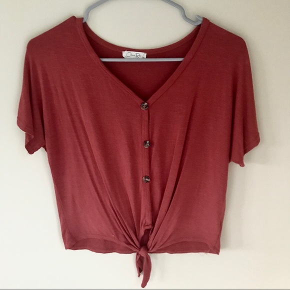 Olivia Rae Front Tie Shirt - Picture 1 of 5